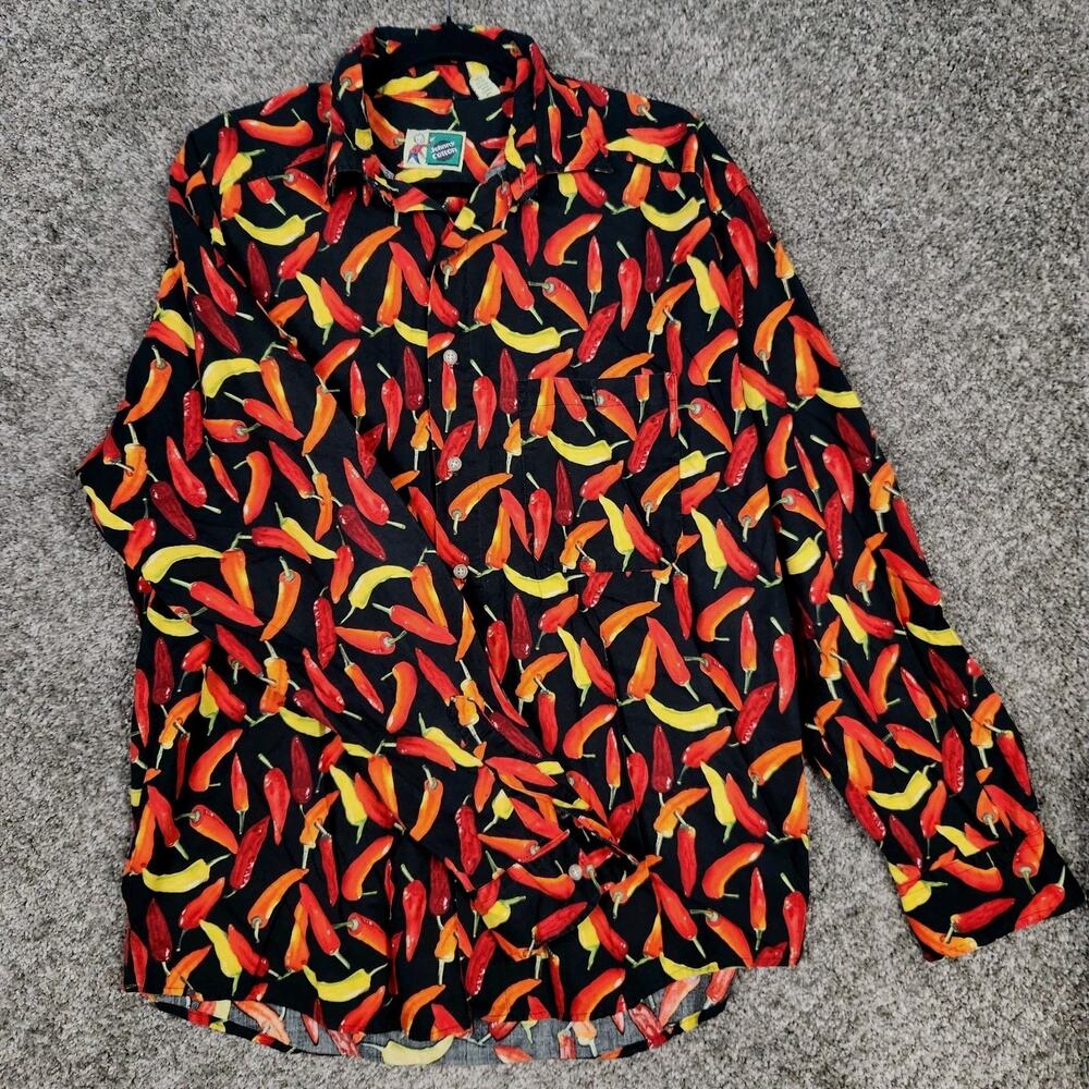 Vtg Johnny Cotton Hot Chili Peppers Button Down Shirt Mens Sz M Long Sleeve USA - Picture 3 of 11